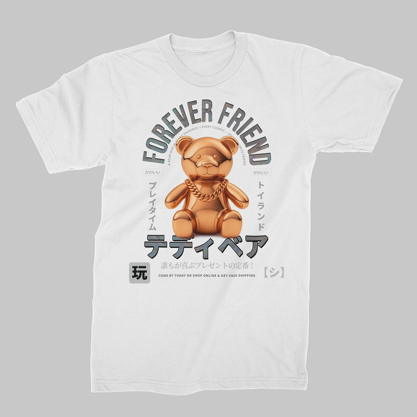 STDW FOREVER FRIEND – Bear Oversize T‑Shirt White