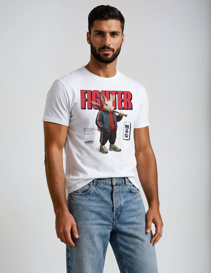 STDW FIGHTER – Rabbit Oversize T‑Shirt White