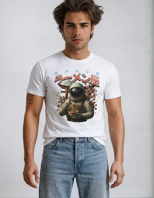 STDW SPACE RAMEN Oversize T‑Shirt White