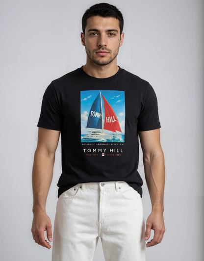 Playera Tommy Hill TH 09 Velero Negra